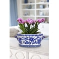 thumbnail image 4 of 2Pcs Blue and White Ceramic Planter Pot Vintage Floral Oval Cachepot Vase Glazed Chinoiserie Porcelain Style Decorative Bowl Vase No Drainage, 4 of 6