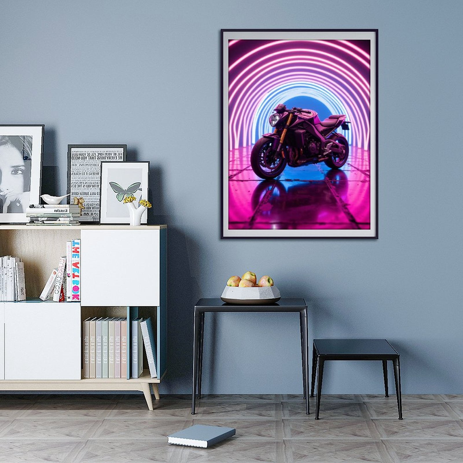 Diamond Art Kit for Adults, Neon Tunnel Motorcycle Aesthetic Diamond Painting for Adults Beginners, DIY Diamond Art Painting Kits, 5D Diamond Painting Crafts for Home Decor 12x16 Frameless