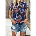 thumbnail image 4 of Tiered Short Sleeve Floral Blouse, Black, Medium, 4 of 5