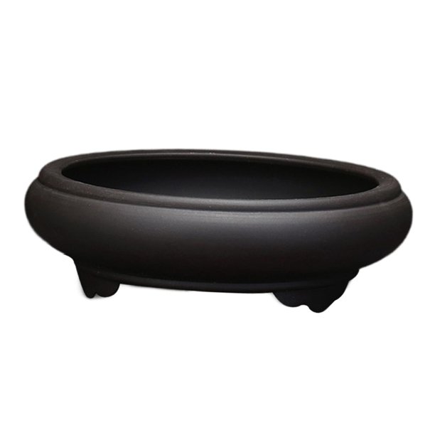 Maceta redonda grande y poco profunda, maceta para bonsái, maceta decorativa para flores, maceta de arcilla para plantas de interior y exterior, patio negro