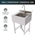 thumbnail image 5 of Commercial Kitchen Sink Stainless Steel Catering Bowl Warewashing Basin+Drainer, 5 of 23