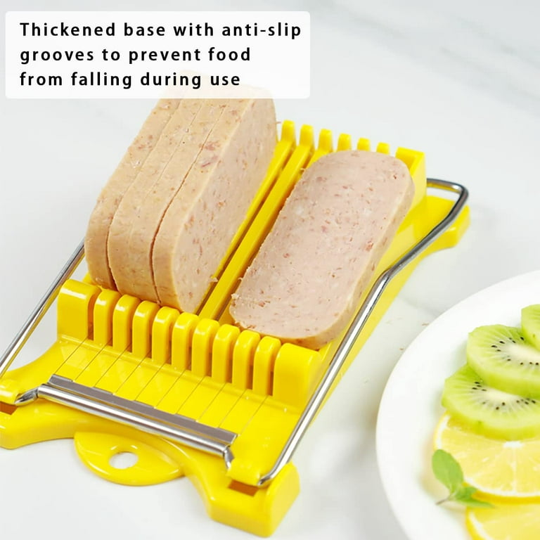 Spam Slicer,Multipurpose Luncheon Meat Slicer,Stainless Steel Wire Egg Slicer,Cuts 10 Slices for fruit,Onions,Soft Food and Ham (White)