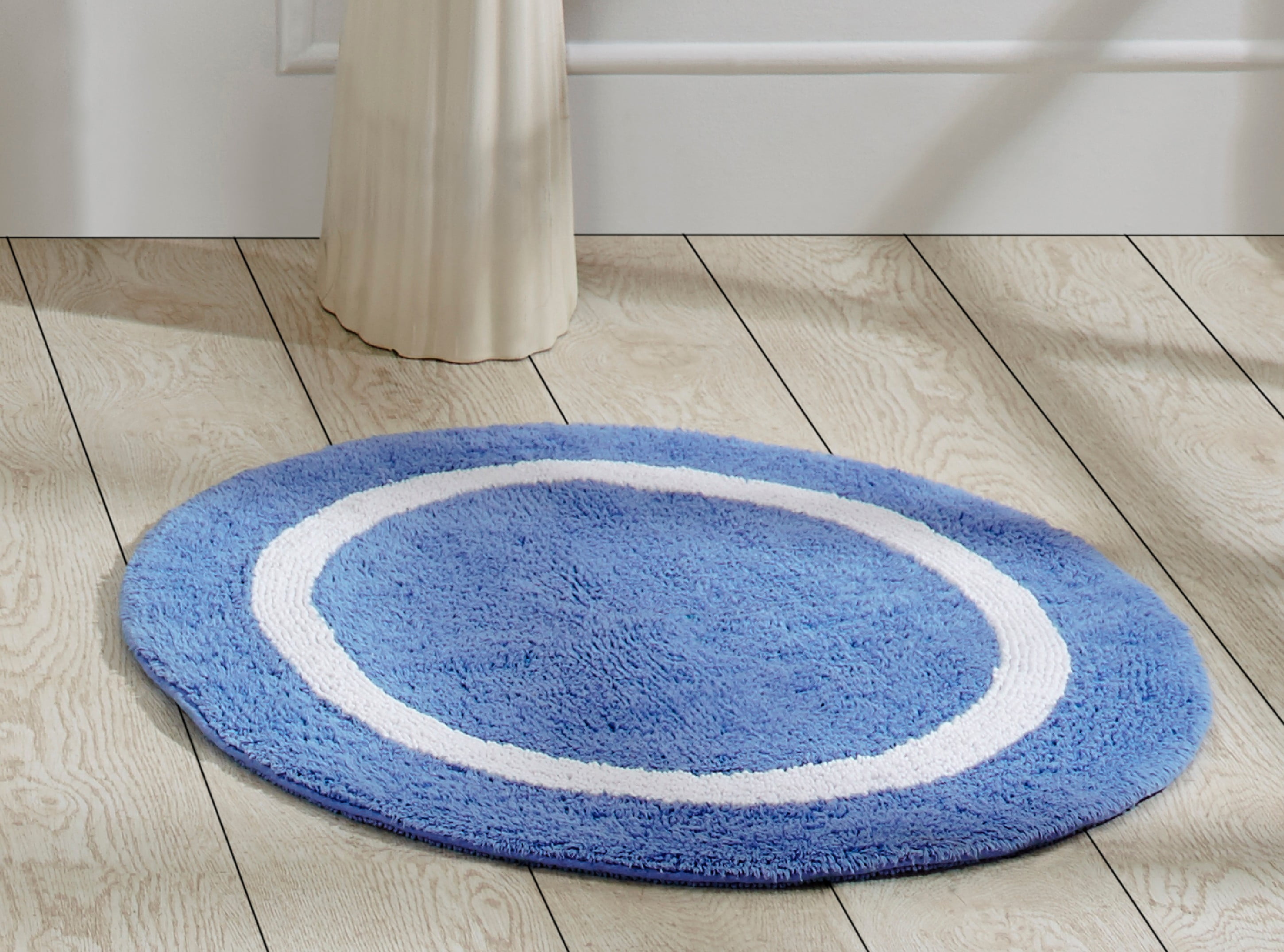 Better Trends Hotel Collection Bath Rug 30" Round Blue & White