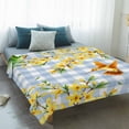 thumbnail image 4 of Forsythia Flowers Blanket Soft Cozy Warm Throw Blanket for Couch, Plush Fuzzy Flannel Fleece Blankets for Sofa, Spring Yellow Floral Hummingbird Blue Plaid Bed Blankets Gifts for Men, 40"x60", 4 of 9