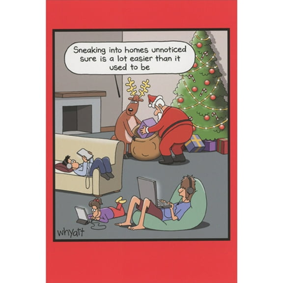 NobleWorks, Sneaking Into Homes - 12 Funny Christmas Cards Boxed - Bulk Set, C7698XSG-B12x1