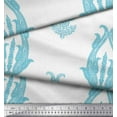 thumbnail image 2 of Soimoi Blue Rayon Fabric Floral & Paisley Block Printed Fabric 1 Yard 56 Inch Wide, 2 of 3