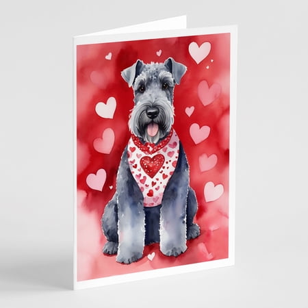 Kerry Blue Terrier My Valentine Greeting Cards Pack of 8 7 in x 5 in