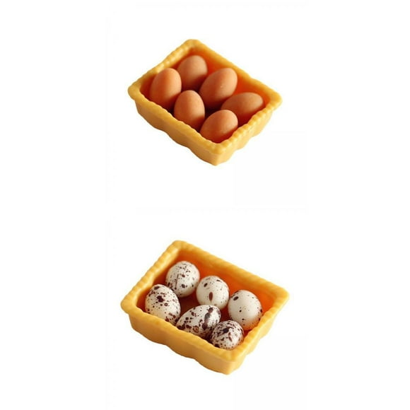 Yinanstore 6 Eggs Miniature Eggs Stage Decor Accessaries Children's Resin Chicken Eggs+6 Eggs Miniature Eggs Stage Decor Accessaries R