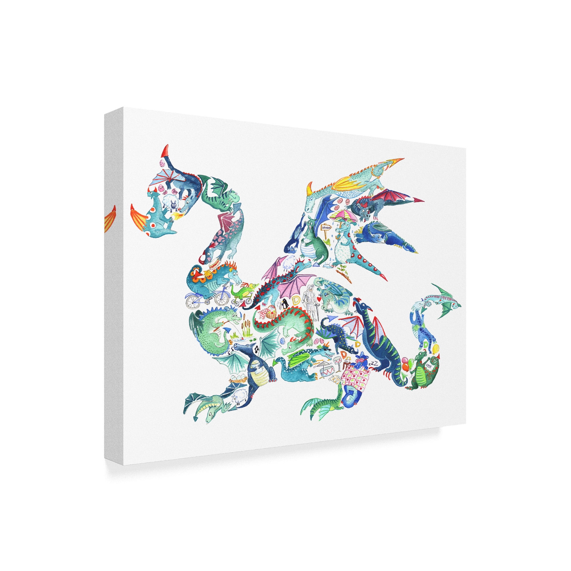 Trademark Fine Art 'Dragon Collage' Canvas Art by Louise Tate