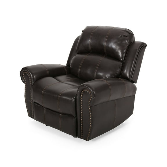 GDF Studio Gilroy Bonded Leather Gliding Recliner, Brown