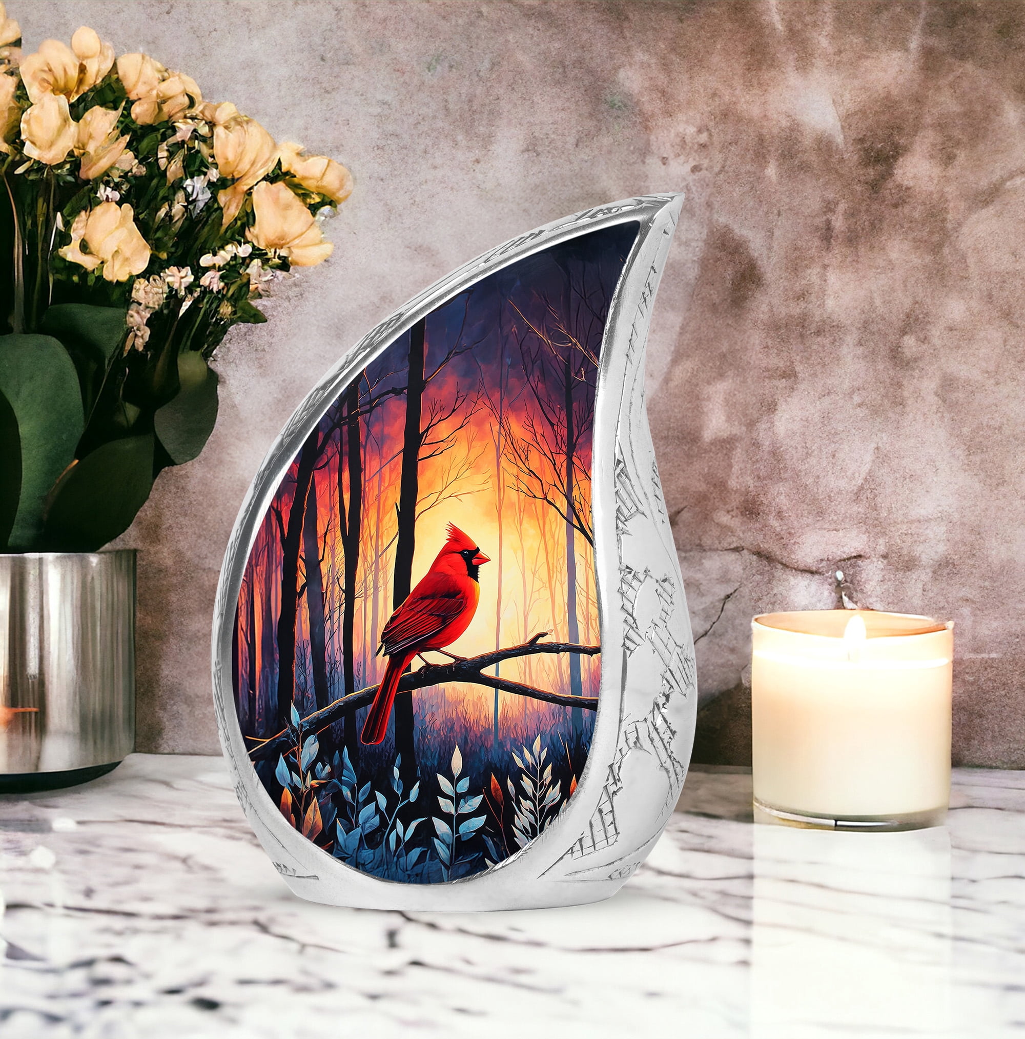 SABURIAL Cardinal Bird Urn - Human Remains Urn - Combo 2 - Large with 3 Inch Pack of 2 - Cremation Urns for Burial - Memorial Ashes - Burial Urns for Ash