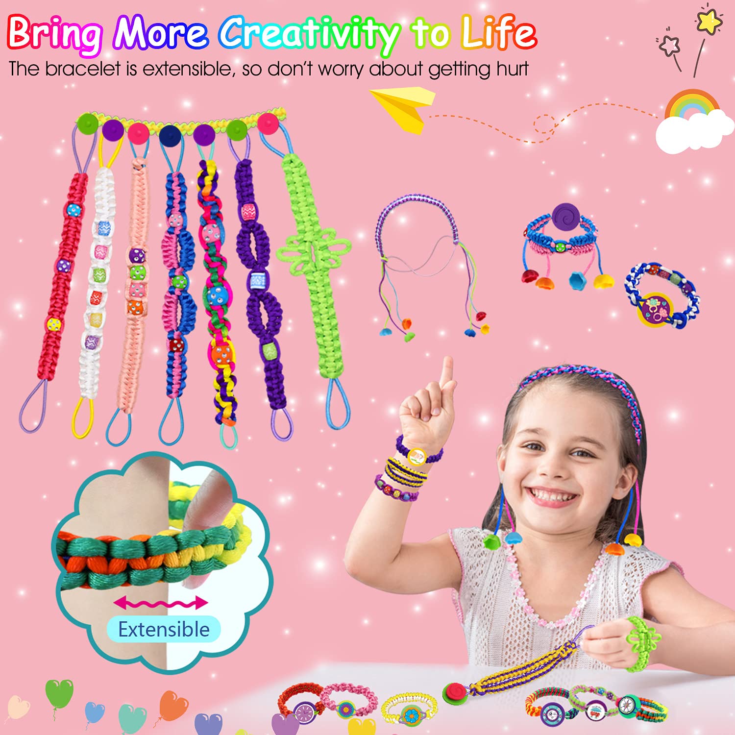 Aizoer Friendship Bracelets Making Kit Toys for Girls, DIY Arts Craft Bracelet Kit for Kids - image 4 of 9