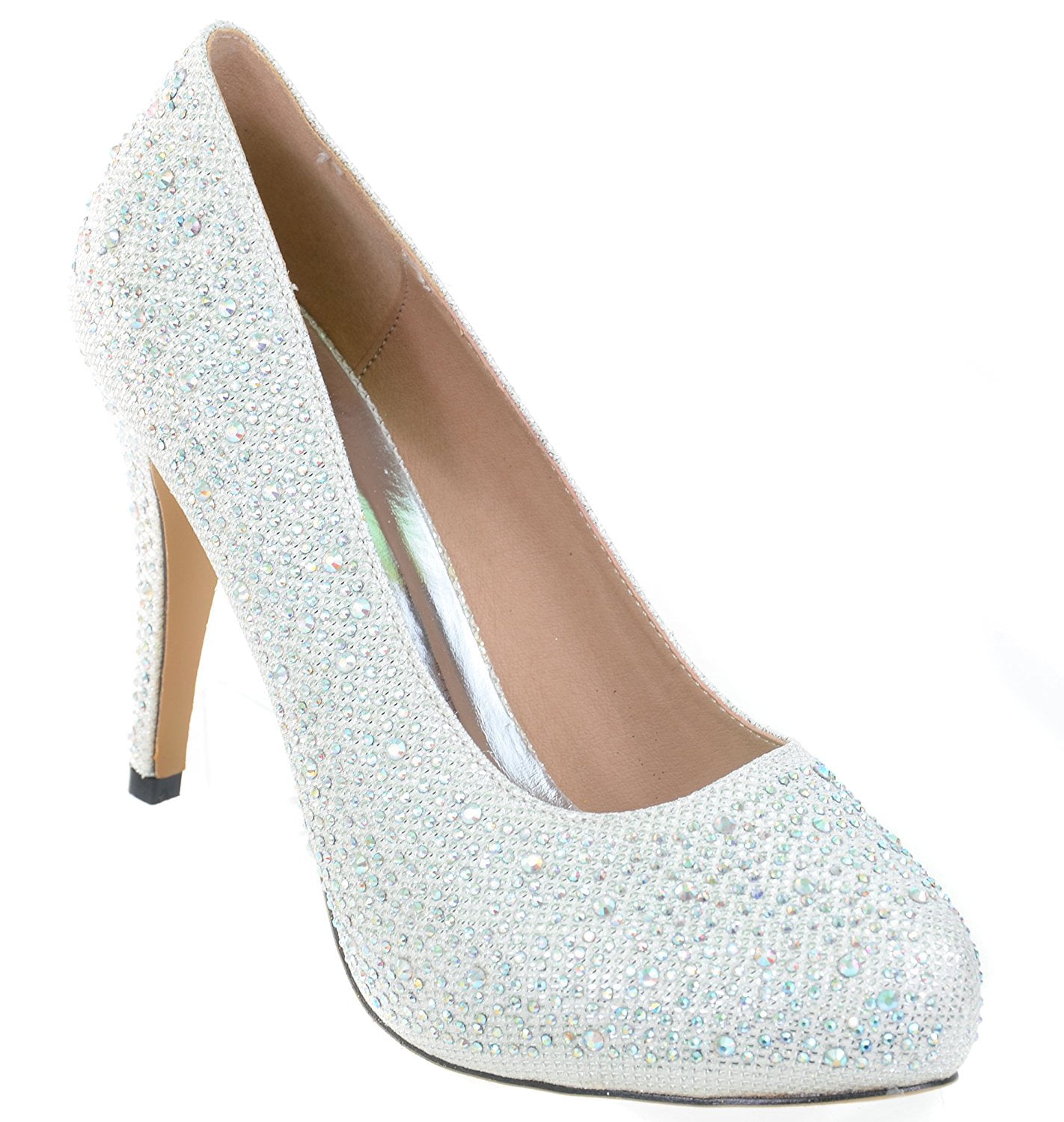 White Wedding Jeweled Glitter Beaded Formal Party LOW Heels Pumps 7