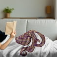 thumbnail image 3 of Octopus Soft Flannel Fleece Throw Blanket, Octopus Illustration with Pattern and Colors Style Artwork Print, Cozy Plush for Indoor and Outdoor Use, 70" x 90", Purple Mustard, by Ambesonne, 3 of 5
