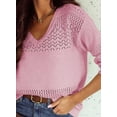thumbnail image 4 of Chase Secret Womens Sweaters Casual Long Sleeve V Neck Lightweight Corchet Pullover Sweater Tops, 4 of 7