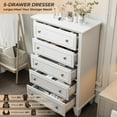 thumbnail image 5 of Hetoy Bedroom Gray Dresser, 48 Inch High Dresser with 5 Drawers, Chest of Drawers with Storage Space, Vintage Wood Dresser for Closet, Living Room, Hallway, White, 5 of 8