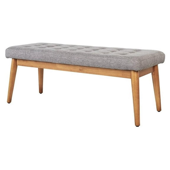 Bowery Hill 16.88" Wood/Fabric Tufted Entryway Bench in Acorn Brown/Gray