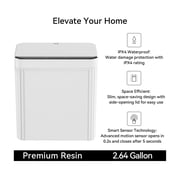 EKO Brio X Bathroom Trash Can, 2.6 Gallon Plastic Motion Sensor Wastebasket, White with Sample Trash Bags Included
