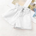 thumbnail image 5 of NAISIBABY Girls Denim Shorts, Ruffles High Rise Soft Stretch with Pockets Summer Fashion Jean Shorts White Size 6, 5 of 6