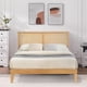 thumbnail image 1 of King-size bohemian rattan marco de cama con natural cabecero y LED lights, no box spring required, 1 of 7