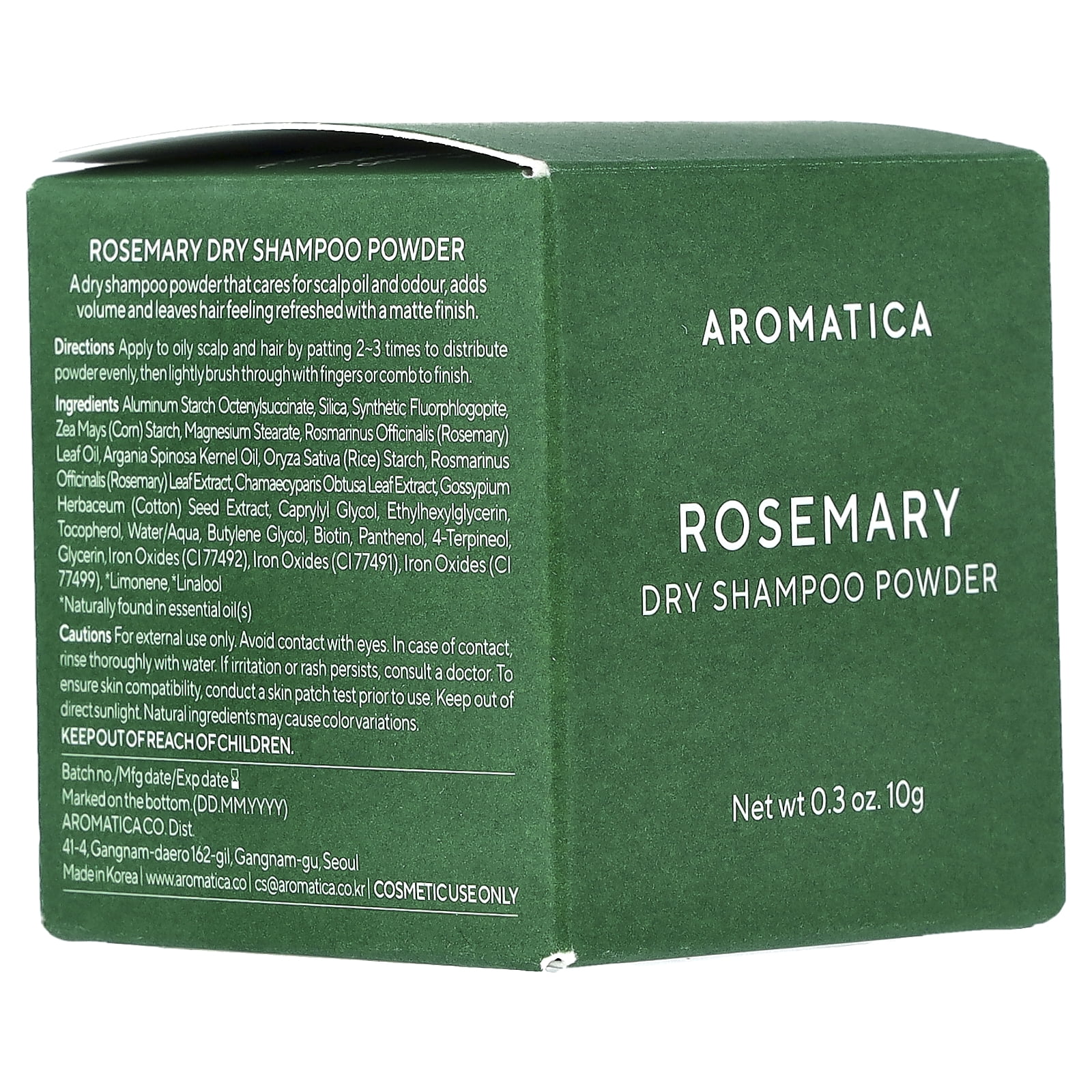 Aromatica Dry Shampoo Powder, Rosemary, 0.3 oz (10 g)