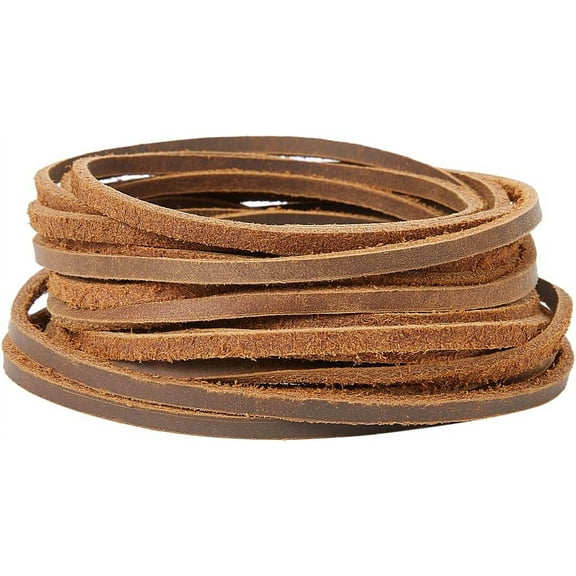Flat Cowhide Leather Jewelry Cord Jewelry DIY Making Material Sienna 3x2mm