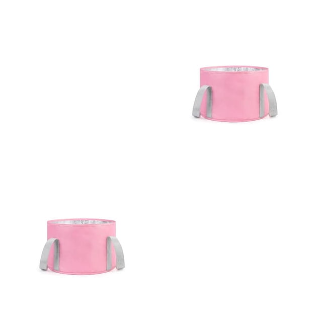 QualitChoice Sac de Trempage pour Pieds Portable Intérieur Extérieur Salon Maison Spa Randonnée Voyage Pliable Imperméable Seau de Bain Soins du Corps Rose Petit 2Ensemble