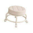 thumbnail image 1 of yuksok Tabouret Rond à Roulettes Bas, Robuste, Pivotant à 360 Degrés, Chaise Pivotante, Chaussure, Blanc, 1 of 9