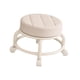 thumbnail image 1 of Taburete redondo con ruedas y polea, asiento de cuero sintético acolchado, portátil y resistente. Blanco, 1 of 9