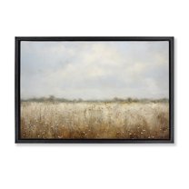Stupell Industries Soft Daisy Field Landscape Painting Black Floater Framed Art Print Wall Art, 31 x 21