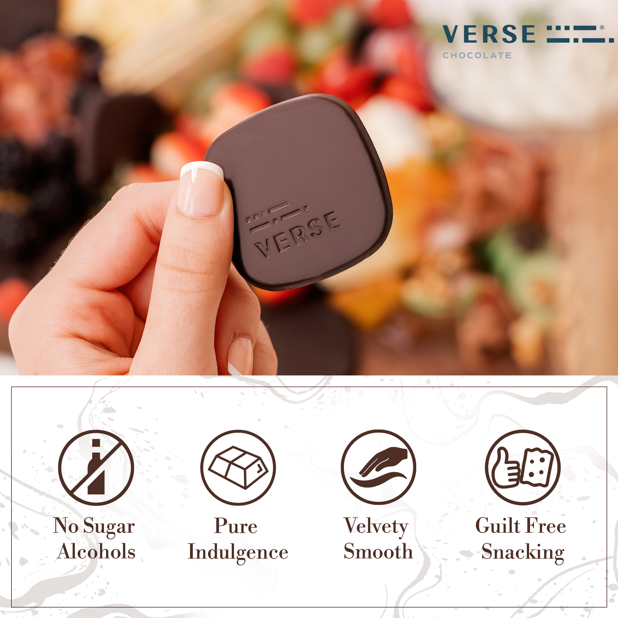 Verse Luxury Dark Chocolate Coffee Squares - Gluten Free, Keto Low Sugar Snack - 90% Dark Cocoa - Only 1g Cane Sugar - Individually Wrapped Vegan Cacao Chocolate Squares (9 Count, 4 Pack)