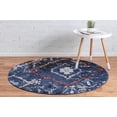thumbnail image 4 of Rugs.com Morocco Collection Rug – 7 Ft Round Navy Blue High-Pile Rug Perfect For Kitchens, Dining Rooms, 4 of 9