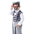thumbnail image 5 of ESASSALY Boys Old Man Outfit Long Sleeve Plaid Jumpsuit with Hat Glasses Beard, 5 of 7