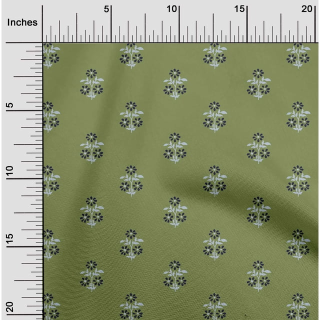 oneOone Polyester Lycra Fabric Leaves & Floral Block Print Fabric BTY 56 Inch Wide