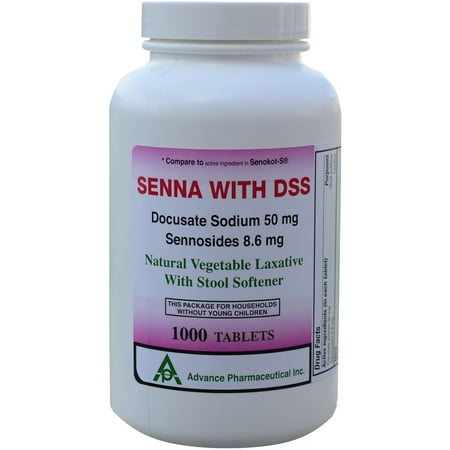 Senna-S Generic for Senokot-S Natural Vegetable Laxative Plus Stool Softener 1000 Tablets