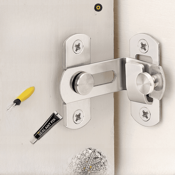 Hebilla de puerta de 90 grados sin perforaciones Cerradura de ángulo recto para puerta corrediza Pasador de pestillo de puerta corrediza Pestillo de puerta de habitación Hebilla de acero inoxidable