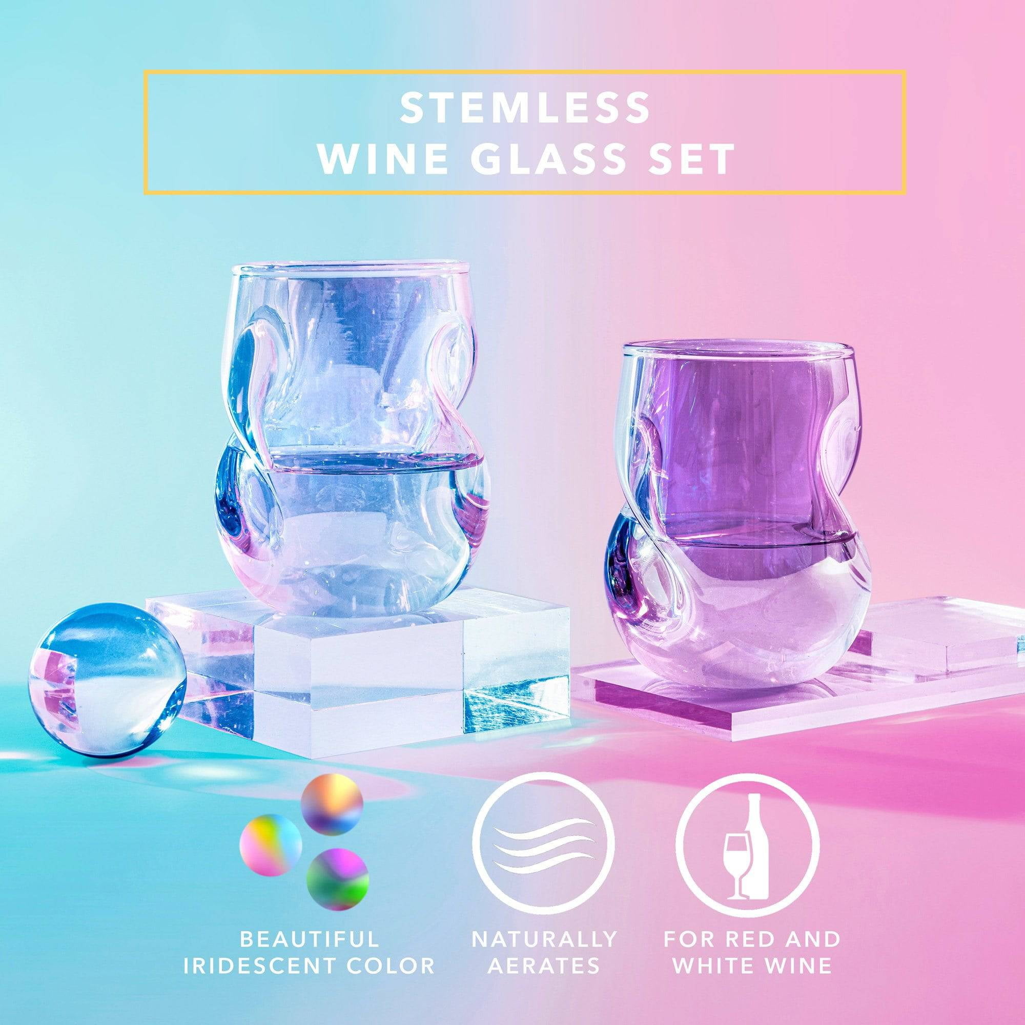 Corkcicle Prism Stemless Wine Glasses, Set of 2