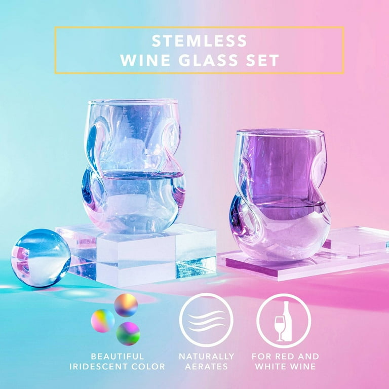  Colored Wine Glasses Set of 6 Crystal, 18oz - Unique Fall  Drinking Cups with Stem - Luxury Multi Color Glassware Gift Set for Wife &  Mom - Colorful Hand Blown Drinkware