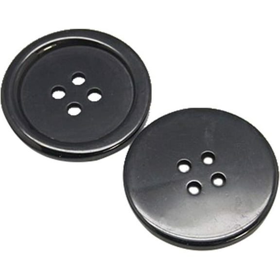 Resin Buttons Dyed Flat Round Black 25x3mm Hole: 2mm 98pcs/bag