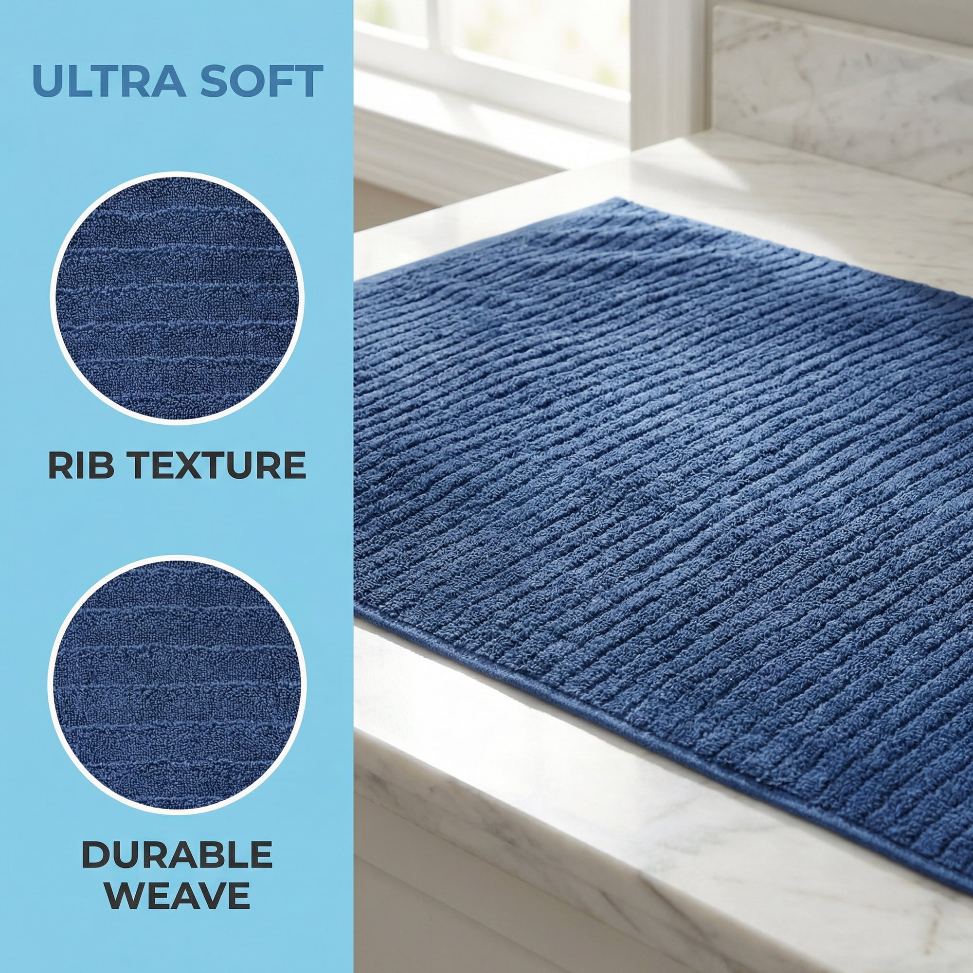 Unique Bargains Soft Absorbent Striped Bath Towel 2 Pack Dark Blue/Dark Brown 55"x28"