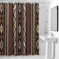 thumbnail image 2 of Abstract Stripes Shower Curtain, Brown Aztec Native Tribal Stripes Geometric Waterproof Shower Curtain Set with 12 Hooks Lightweight Bath Curtains Fabric Bathroom Decor 72x72 Inches, 2 of 9