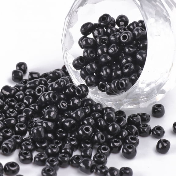 100 g 6/0 Glass Seed Beads Opaque Colours Seed Small Craft Beads for DIY Jewelry Making Round Black Size: about 4mm in diameter