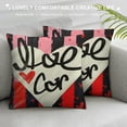 thumbnail image 3 of PHYHOO Pillow Cover Heart Cushion Cover Red White Love Pillow Cover for Farmhouse Home Office Sofa Bed Party Decor (), 3 of 5