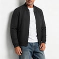 thumbnail image 4 of FRSASU Men's Comfortable Loose Coat Business Casual Stand Collar Zipper Jacket for Casual Outdoor Bike Outerwear Black, 4 of 5