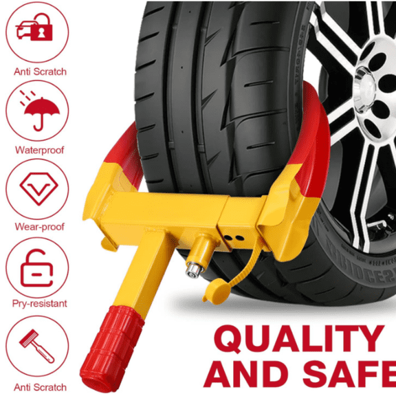 "2 Pcs Wheel Lock for Cars, Heavy Duty Trailer Wheel Lock Universal Security Anti Theft Tire Clamp for Vehicles Boot Camper SUV ATV Boat Motorcycle Deterrent(Red) "