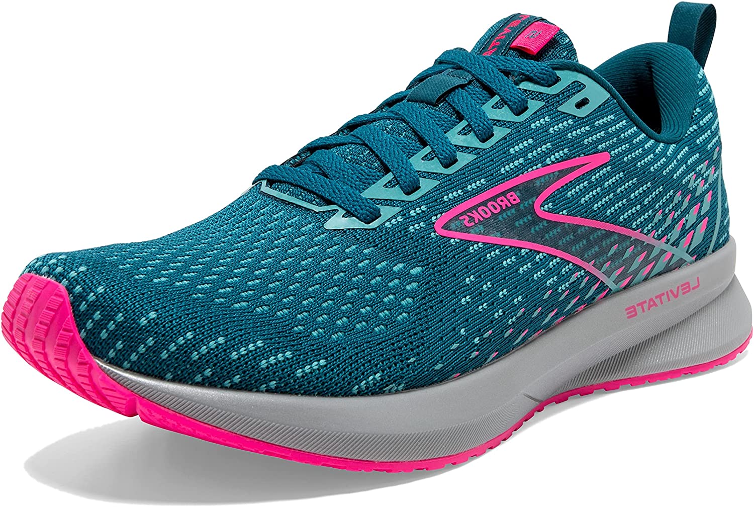 Brooks Levitate 5 Womens Neutral Running Shoe Blue/Porcelain/Pink 7 ...