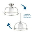 thumbnail image 4 of Progress Lighting West Village 1-Light Semi-Flush Convertible Ceiling Light, Antique Bronze, Double Prismatic Glass Shade, 4 of 7