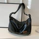thumbnail image 1 of Bolso de hombro vegano de cuero suave negro, bolsos de moda de estilo desgarbado, bolsos para mujeres, 1 of 6
