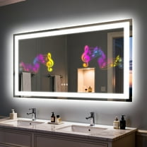 LUVODI Bluetooth LED Bathroom Mirror Rectangle Smart Backlit Wall Makeup Vanity Mirror Dimmable