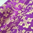 thumbnail image 2 of Metallic Church Cross Brocade Fabric 60" Wide 100% Polyester Sold By The Yard Many Colors (Purple / Gold), 2 of 3